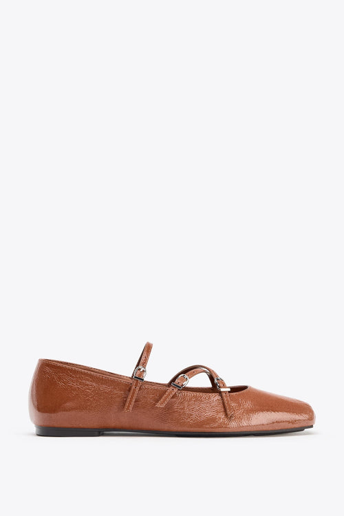 SQUARE TOE LEATHER BALLERINA