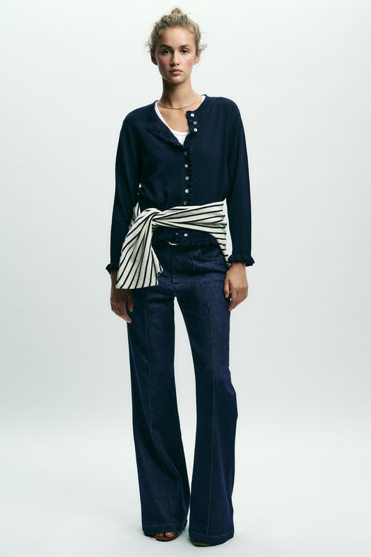 RUFFLE TRIM CARDIGAN