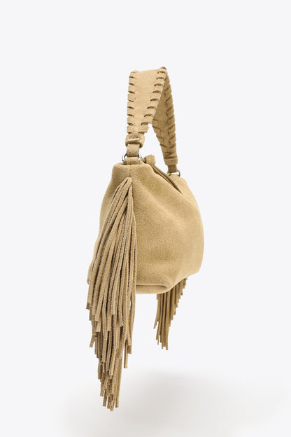 MINI SPLIT SUEDE FRINGED BAG