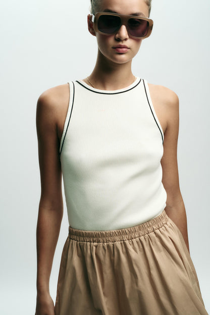 CONTRAST POPLIN MIDI DRESS