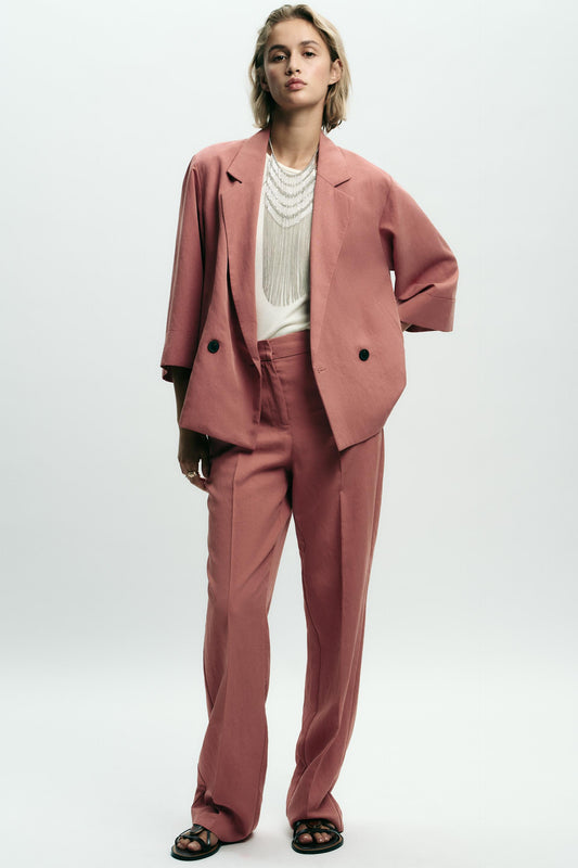 FRENCH SLEEVE DOUBLE-BREASTED BLAZER